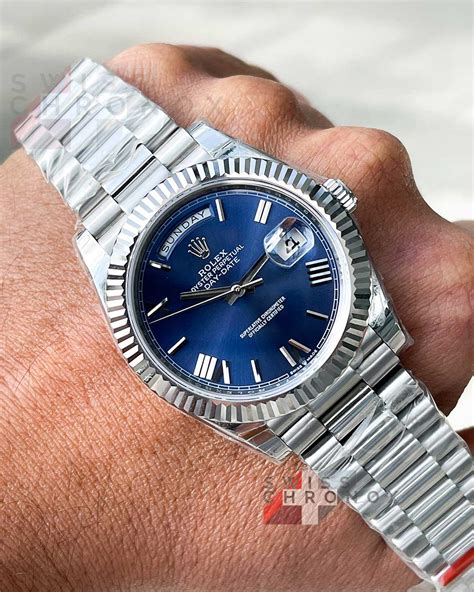 day date rolex blue face|rolex day date blue dial.